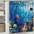 thumbnail image 6 of Blue Ocean Underwater World Sea View Coral Reef Art Home Decoration Bathroom Shower Curtain Multiple Sizes with Hooks, 6 of 7