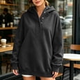 thumbnail image 3 of SYwaren Women's Casual Oversized Hoodie Half Button Pullover Long Sleeve Fall Sweatshirt Solid Color Tops, 3 of 9