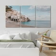 thumbnail image 3 of PixonSign Canvas Print Wall Art Set Coastal Beach Shore City Seascape Urban Architecture Photography Realism Scenic Landscape Decorative Colorful Multicolor for Bedroom - 16"x24"x3, 3 of 5