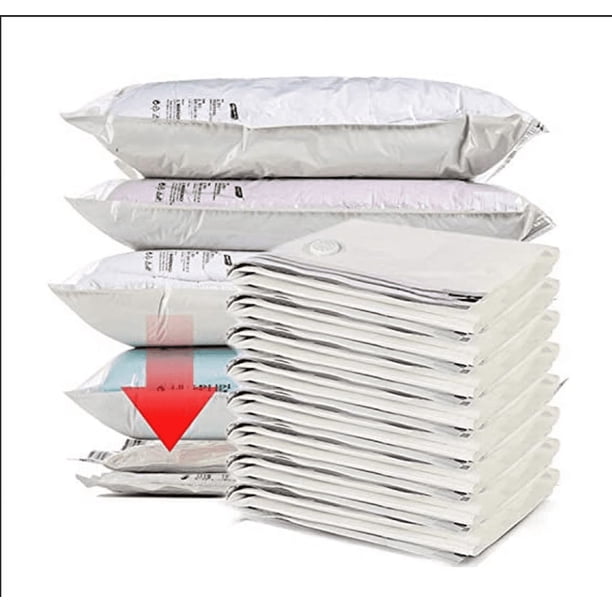 Bolsas de almacenamiento al vacío premium. Juego de 8 bolsas grandes. No necesita bomba ni aspiradora. Para ropa, ropa de cama, edredones, almohadas y mantas (40 x 60 cm).