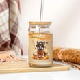 thumbnail image 3 of Happy Thanksgiving German Shepherd Welcome Thankful Fall Autumn Pumpkin 16oz Glass Cup Mug Alsatian Dog Lover Gifts Glass Can with Bamboo Lid and Straw - 02021, 3 of 5