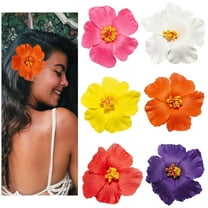 6PCS Hawaiian Flower Hair Clips for Women Plumeria Hibiscus Hair Clip 3.5 Inch Artificial Flower Clips for Vacation Party Beach Accessories