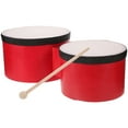 thumbnail image 4 of 1 Ensemble Tambour à Main pour Enfants en Bois Rouge Forme Ronde 11.8x5.9x3.7in, 4 of 8