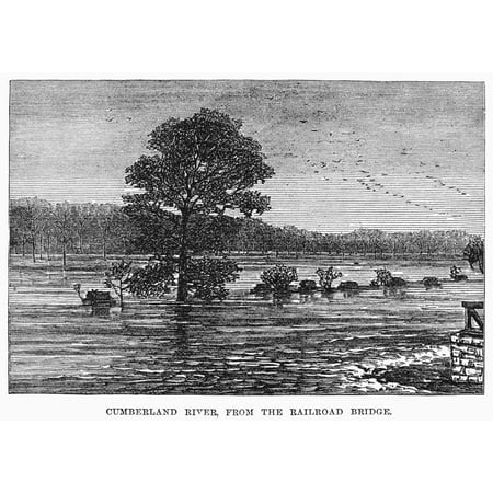 Cloud 9 Clarksville Flood Clarksville 1874 Nview Of The Cumberland River At Clarksville Tennessee Following A Flood Of 1874 Wood Engraving From A Contemporary American Newspaper Rolled Canvas Art - (24 x 36) ()