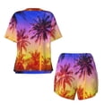 thumbnail image 5 of Picia Palm Trees at Sunset Pajamas Sets for Women Soft Short-Sleeved Pjs with Lounge Shorts Two Piece Sleepwear-Large, 5 of 9