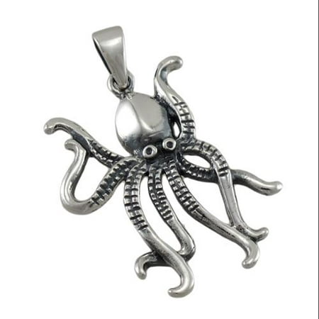 Solid Sterling Silver Octopus Pendant