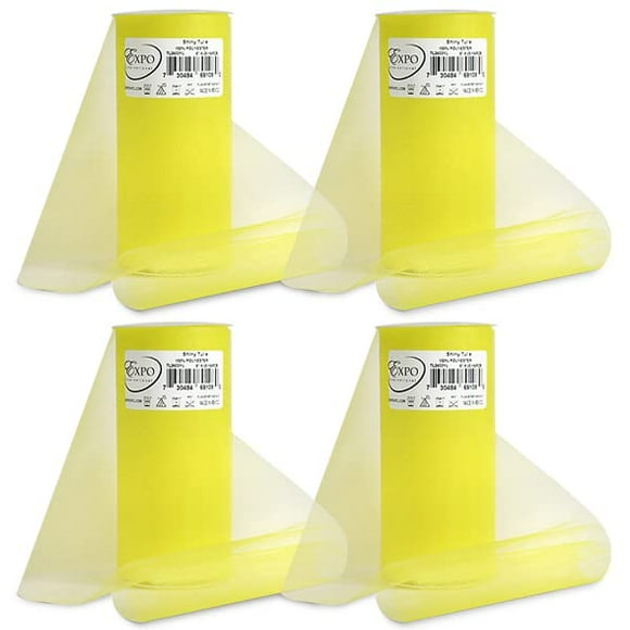 Expo International Pack of 4 Premium Shiny Spools of 6 Inch X 25 Yards | Yellow Tulle
