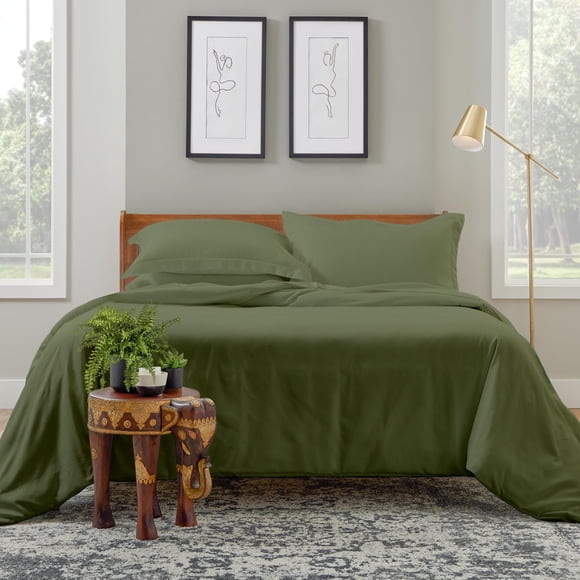 Cosy House Collection Luxury Duvet Cover Set 2-Piece - Blend of Rayon Derived from Bamboo - Ultra Soft Bedding - Zippered Comforter Protector, Includes 1 Pillow Sham (Twin/Twin XL, Sage Green)