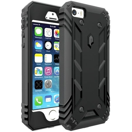 POETIC Revolution X-form Design Shock Resist Hybrid Back Case with Built-In Screen Protector for iPhone SE / 5S / 5 â€“ Black/Dark