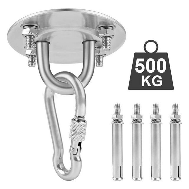Hamaca con bandeja fija de acero inoxidable, bolsa de arena, hebilla fija, accesorios de hardware para yoga, pilates, columpio, fitness, gancho redondo