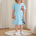 thumbnail image 4 of HAOTAGS Girls Summer Dresses,Printed Cotton Crew Neck Short-Sleeve Dress Blue 4 T, 4 of 4