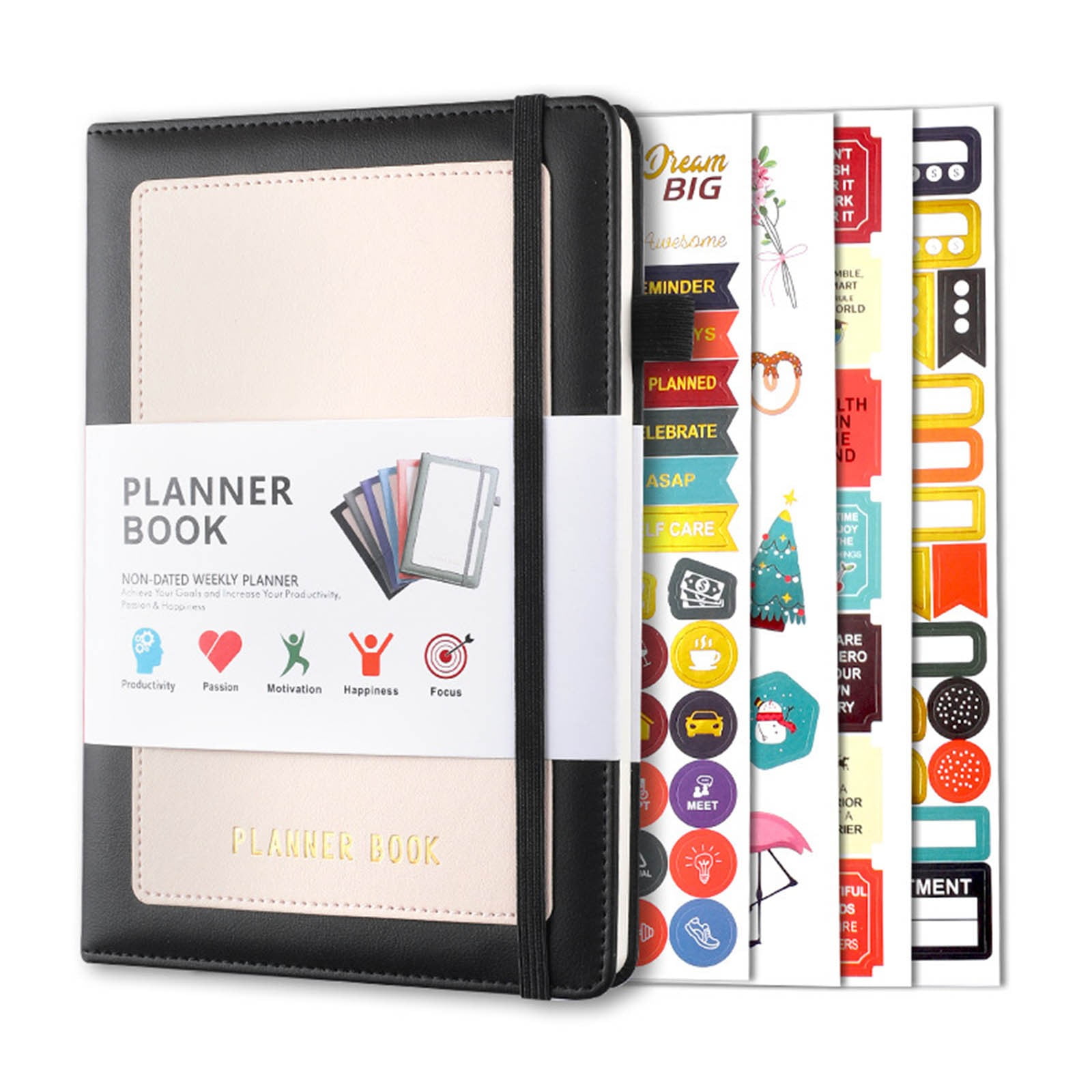 LSLJS Notebook Planner 2023-2024 Academic Year,A5 Sturdy Hardcover Composition Notebook with Sticker Financial Planning Log, Goal Recording,Organizer Notebook,Productivity Journal For Home Office