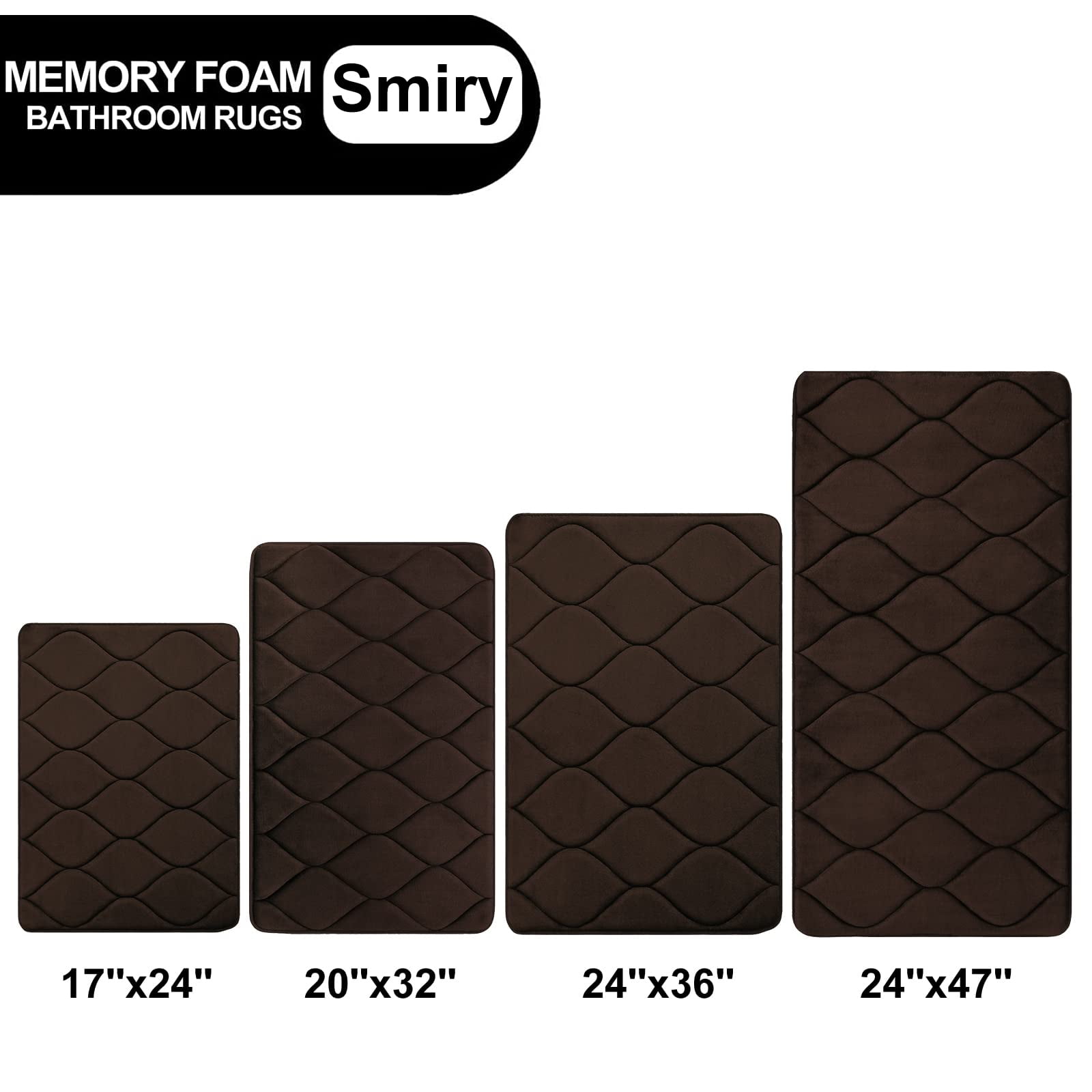 Smiry Memory Foam Bathroom Rugs, Ultra Soft & Non-Slip Bath Mat, 20"x32", Coffee