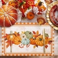 thumbnail image 2 of Fall Placemats Set of 6 Pumpkin Maple Leaves Place Mats Thanksgiving Placemat Orange Leaf Buffalo Plaid Table Mats for Dining Kitchen Table Holiday Dinner Party Home Fall Decorations 13x19 Inch, 2 of 8