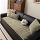 thumbnail image 1 of Funda de cojín acolchada para sofá de invierno | Protector de asiento de felpa antideslizante | Cojín para sofá y silla de 130 x 50 cm | Gris, verde y café, 1 of 6