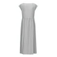 thumbnail image 4 of Bigersell Floral Maxi Dresses for Women ’s Fashion Solid Sleeveless Round-Neck Retro Long Dress Women Bodycon Dress Style 3545, Female Knee Length Dresses Gray M, 4 of 7
