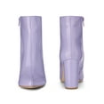 thumbnail image 5 of BLISSFUL STEP Women's Ankle Boots Faux Leather Chunky Heel Pointed Toe Side Zip Booties Purple 6, 5 of 6