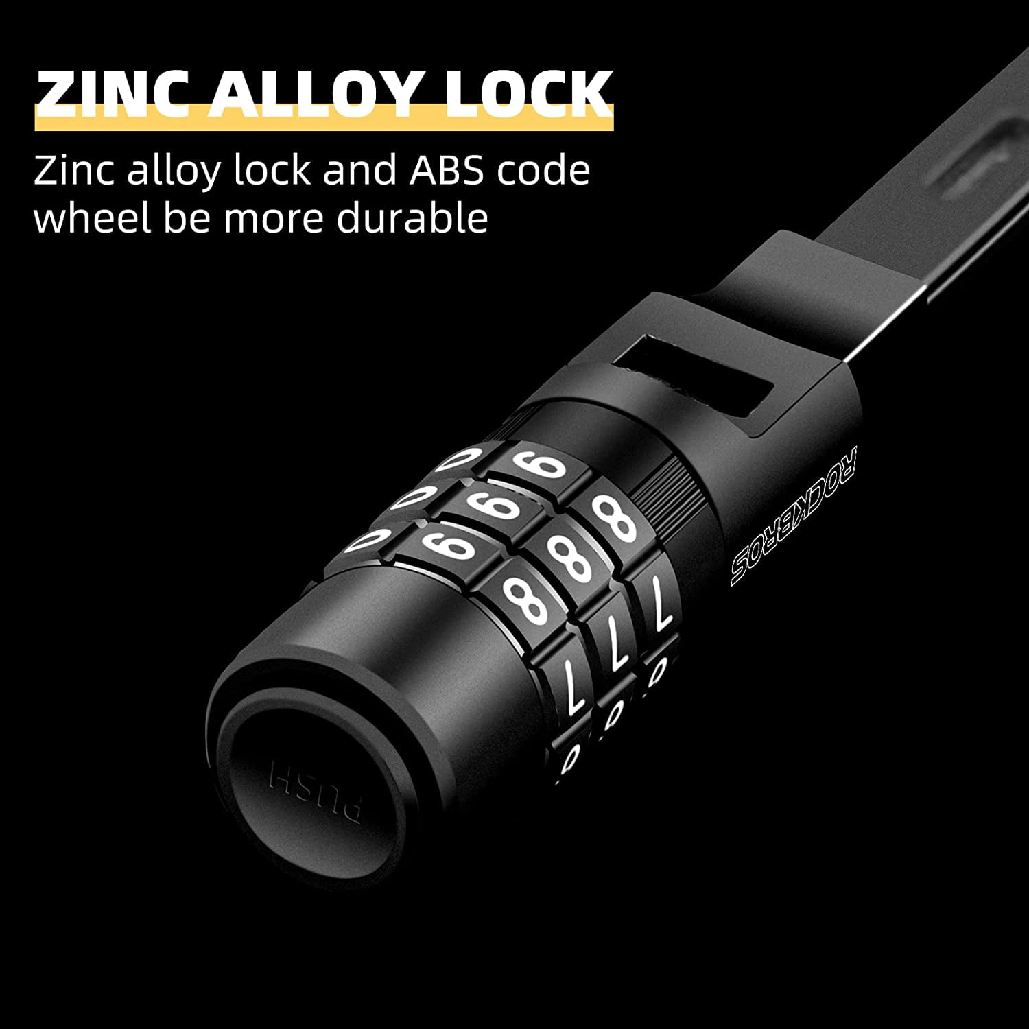 Steel Core Security Zip Tie Lock Multi-Use, 3-Digit Combination Resettable Cable Lock for Bike Helmet, Stroller, Refrigerator, Liquor Cabinet, & Outdoor Gear - Weather-Resistant
