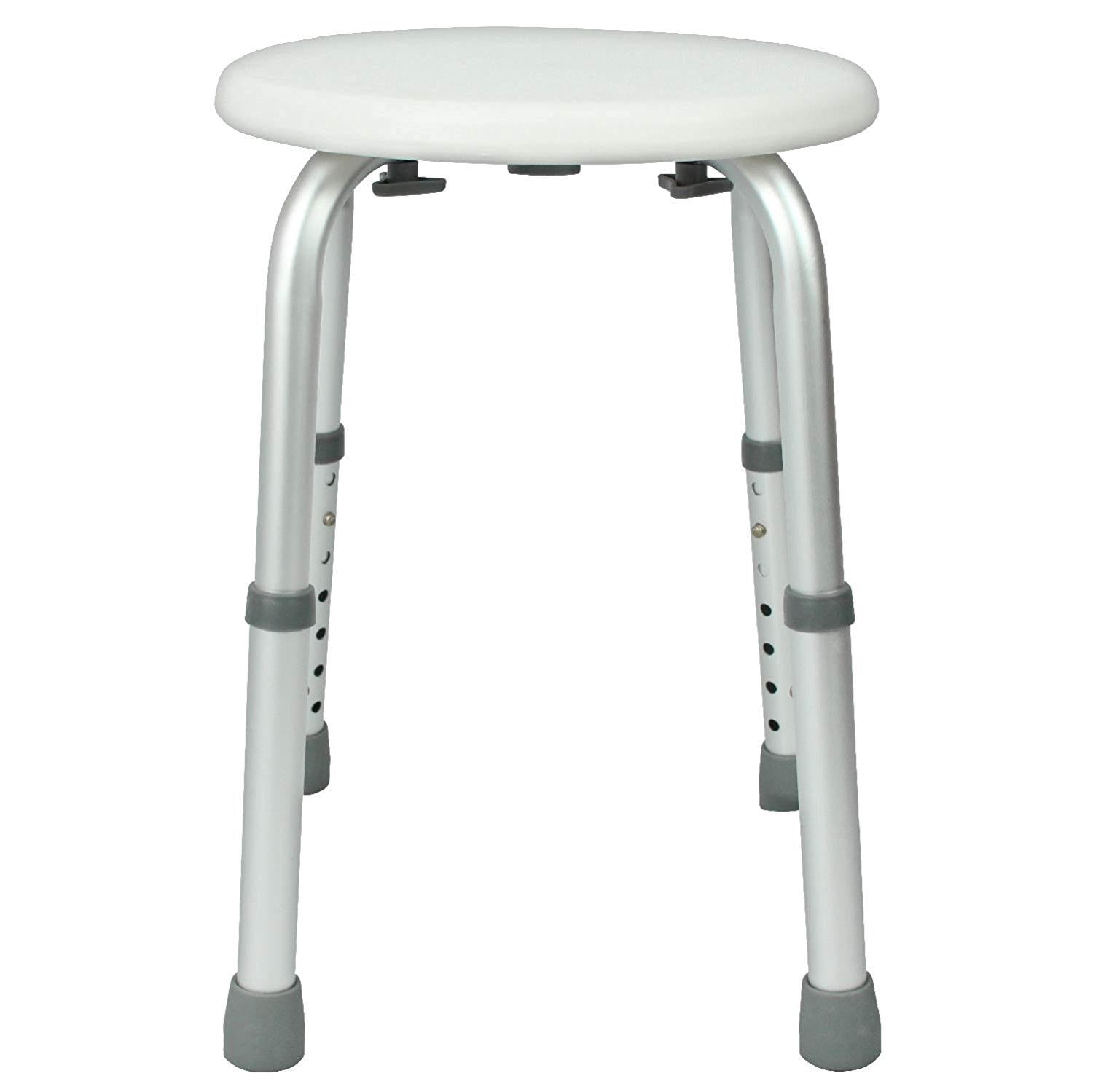 Healthline Trading Round Stool Bath Bench Adjustable Height, Lightweight Compact and Small Chair for Shower, with Non-Slip Seat, White