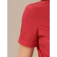 thumbnail image 5 of DARING DIVA Stand Collar Short Sleeve Office Work Shirt Bodysuits M Red, 5 of 5