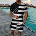 thumbnail image 2 of Vedolay Short Sets Men 2 Piece Outfits Vacation Men's 2 Piece Outfits Tropical Hawaiian Short Sleeve Button Shirt and Drawstring Shorts Set,Black XXL, 2 of 3