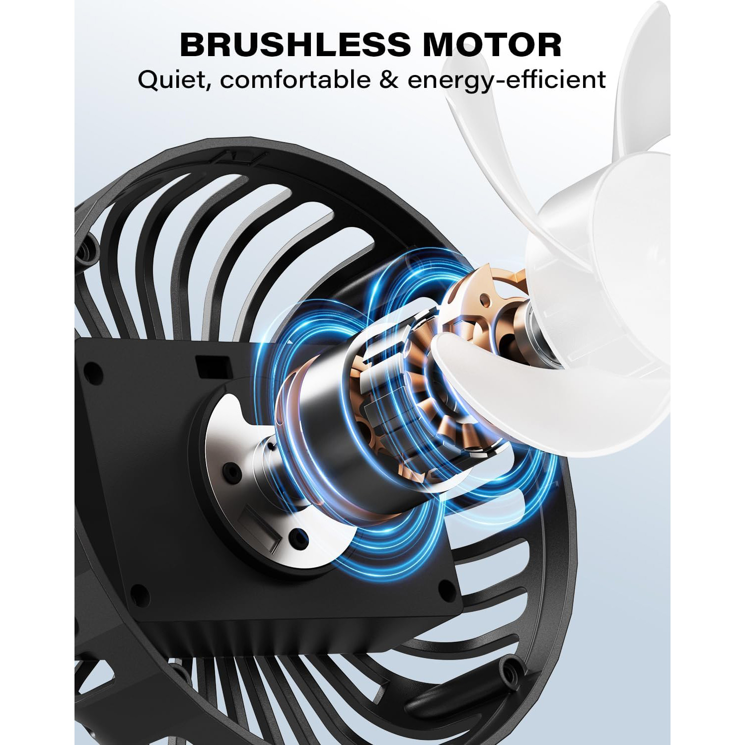 A2C Portable Fan with Adjustable Strap, Hands-Free Rechargeable Fan for Golf Cart, Forklifts, Lawn Mowers, 3 Speeds
