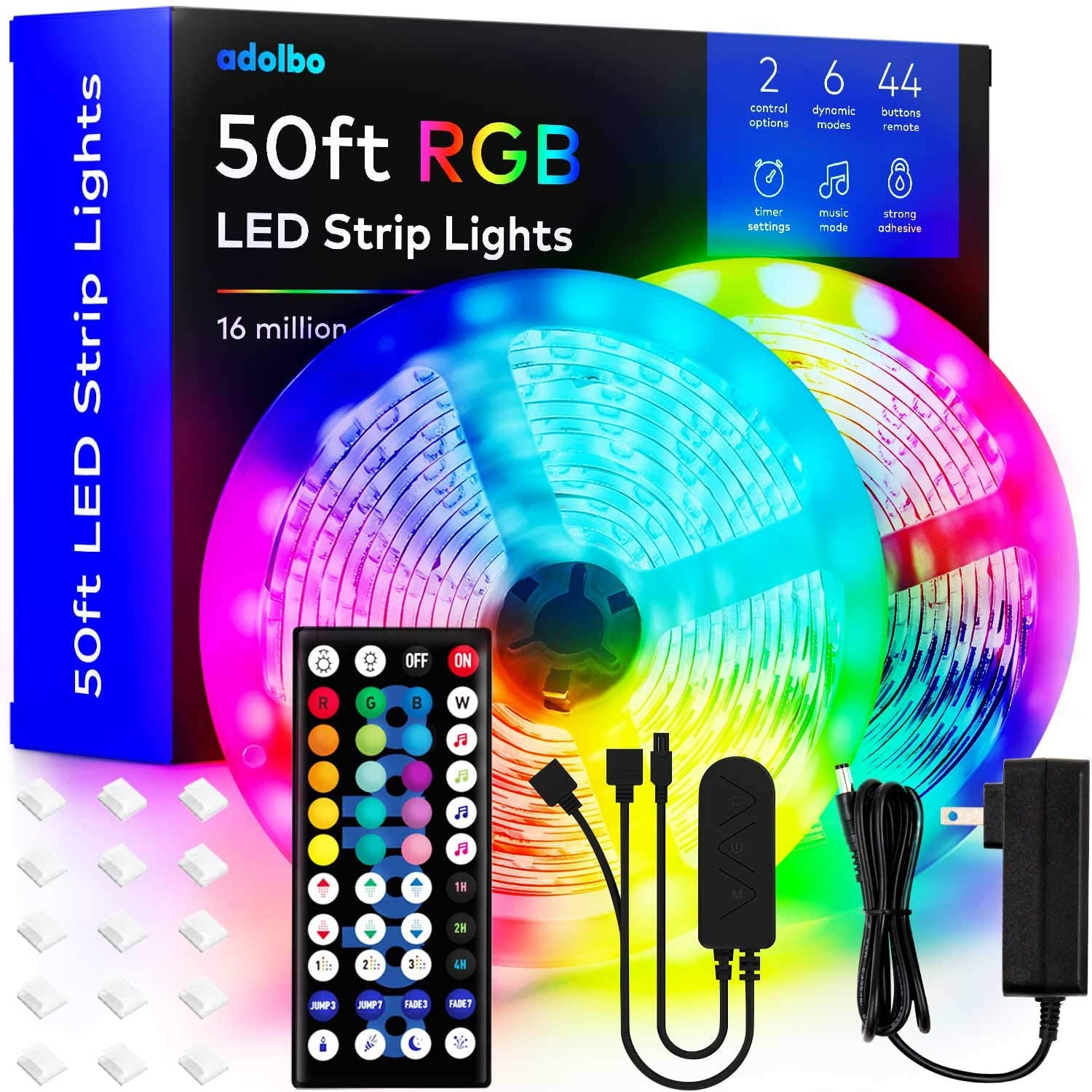 Lepro 50ft RGB LED Strip Lights Set (2x25ft) with 12V ETL Adapter