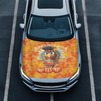 Uorisanigo Car Hood Cover Tear-Resistant Maple Leaf Turkey Print Hood Covers for Car Decorations Universal Automotive Exterior Accessories Fit for Most Sedans SUV Trucks