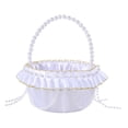 thumbnail image 1 of Cesta de flores para niña de boda con asa de perla artificial, cesta de flores decorativa de encaje para suministros de fiesta, 1 of 9