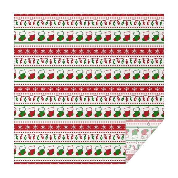 Red Christmas Stocking and Snowflake Pattern Square Tablecloth,Waterproof Square Table Cover,Wipeable Spillproof Washable Table Cover for Home Kitchen Party Decor 42"X42"(107x107cm)