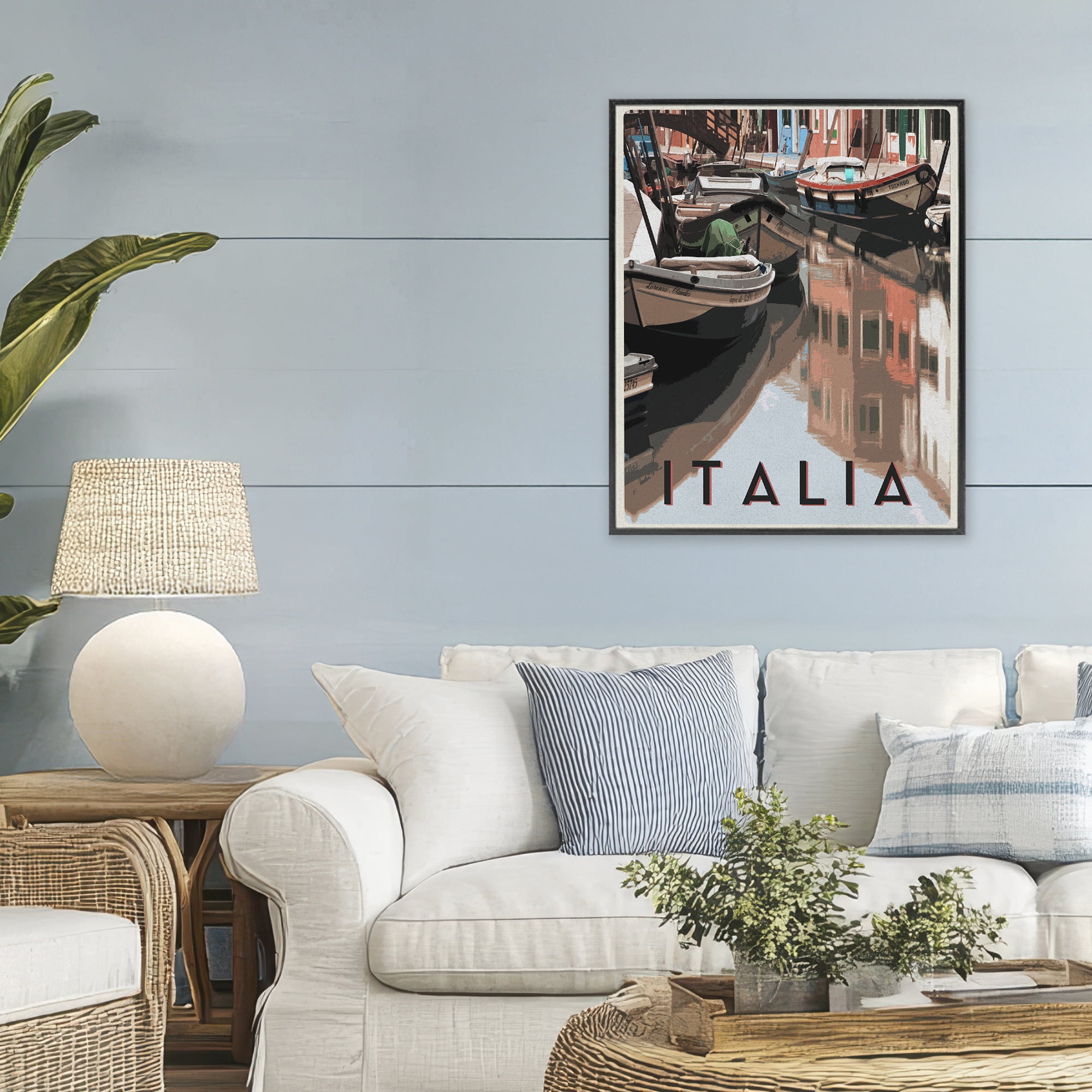 Stupell Industries Italia Canal Poster Black Framed Giclee Art, design by Shelley Lake