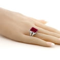 thumbnail image 3 of Gem Stone King 925 Sterling Silver Red Created Ruby and Black Diamond Engagement Ring for Women (8.03 Cttw, Gemstone July Birthstone, Emerald Cut 14X10MM, Size 6), 3 of 5