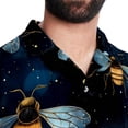 thumbnail image 5 of Starry Bees in the Sky Men's Hawaiian Print Casual Button Down Short Sleeve Summer Beach Shirt - Unisex, 5 of 6