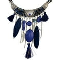 thumbnail image 4 of Collar babero de declaración Zulema Mujeres Vintage Joyas Turquesa Borlas Gargantilla Bohemio Azul, 4 of 8