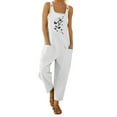 thumbnail image 2 of KOMOO Women Printed Loose Jumpsuit Pockets Waid Leg Jumpsuits U-Neck Sleeveless Overalls Plus Size, 2 of 4