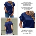thumbnail image 5 of Bienvenido Short Sleeve Blouse Round Neck Pure Color Casual Comfortable Breathable Skin Friendly Top for Women Purplish Blue S, 5 of 6