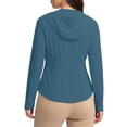 thumbnail image 6 of Hurxie Womens Athletic Jacket Hoodie Zip Up Cropped Lightweight Jackets UPF 50+ Sun Protection Long Sleeve Workout Shirt Navy,L, 6 of 7