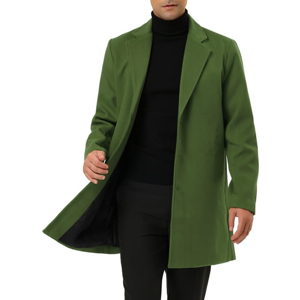 Abrigo Chic para Hombre con Solapa Notch, de Un Solo Botón, de Peso Medio, de Manga Larga, XL, Verde