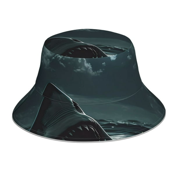 Balery Moonlit Night Sky Shark Sombreros para el sol para hombre y mujer, sombrero de pescador con UPF 50+