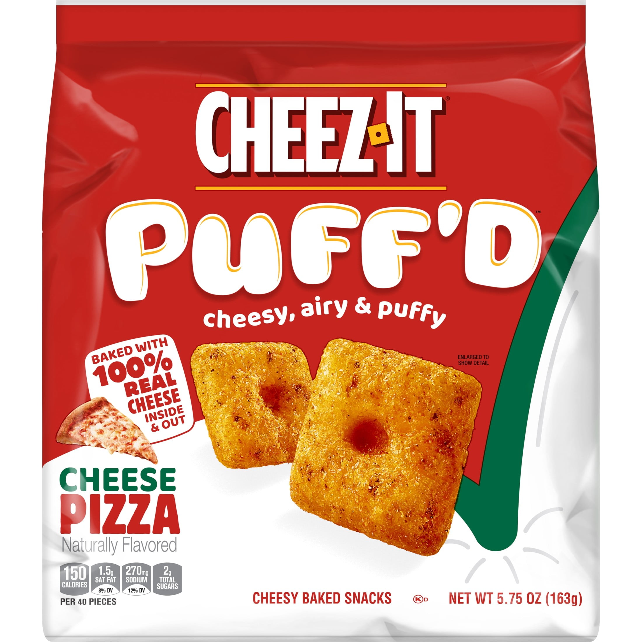 (6 pack) Cheez-It Puff'd Cheese Pizza Cheesy Baked Snacks, Puffed Snack Crackers, 5.75 oz