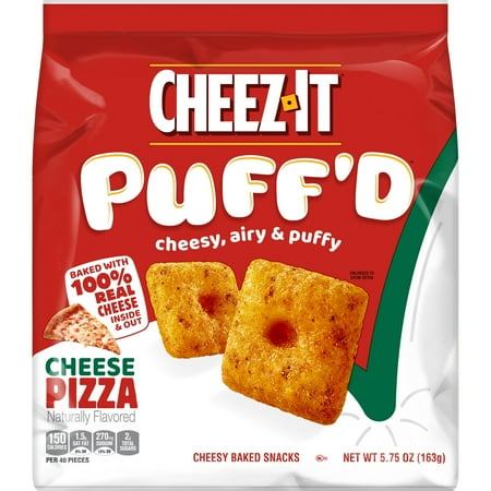 (6 pack) Cheez-It Puff'd Cheese Pizza Cheesy Baked Snacks, Puffed Snack Crackers, 5.75 oz