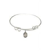 8 1/2 inch Round Double Loop Bangle Bracelet w/ Our Lady of Hope in Sterling Silver