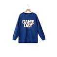 thumbnail image 6 of Women's Dark Blue GAME DAY Glitter Detail Ribbed Drop Shoulder Sweatshirt | [ZhiHiMeRi] | (US 4-6)S, 6 of 6