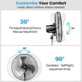 thumbnail image 4 of Wall-Mount Fan with Remote Control Speeds CFM High Velocity Oscillating Fan 掳 Oscillating & 掳 Adjustable Tilt for Home Office Commercial, 4 of 7
