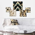 thumbnail image 2 of Designart "Luxurious Marble Swirls In Gold And White" Marble Wall Art Set Of 5 - Gold Glam Hallway Metal Art Print Set, 2 of 6
