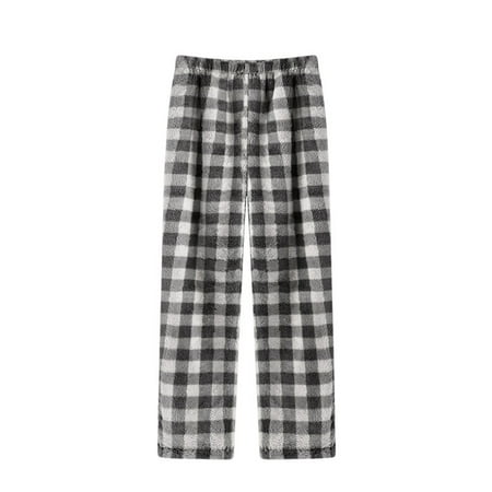 

Cindysus Women Homewear Elastic Waisted Trousers Plaid Sleepwear Baggy Holiday Straight Leg Loungewear Black -2XL