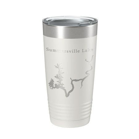 

Summersville Lake Map Tumbler Travel Mug Insulated Laser Engraved Coffee Cup West Virginia 20 oz White