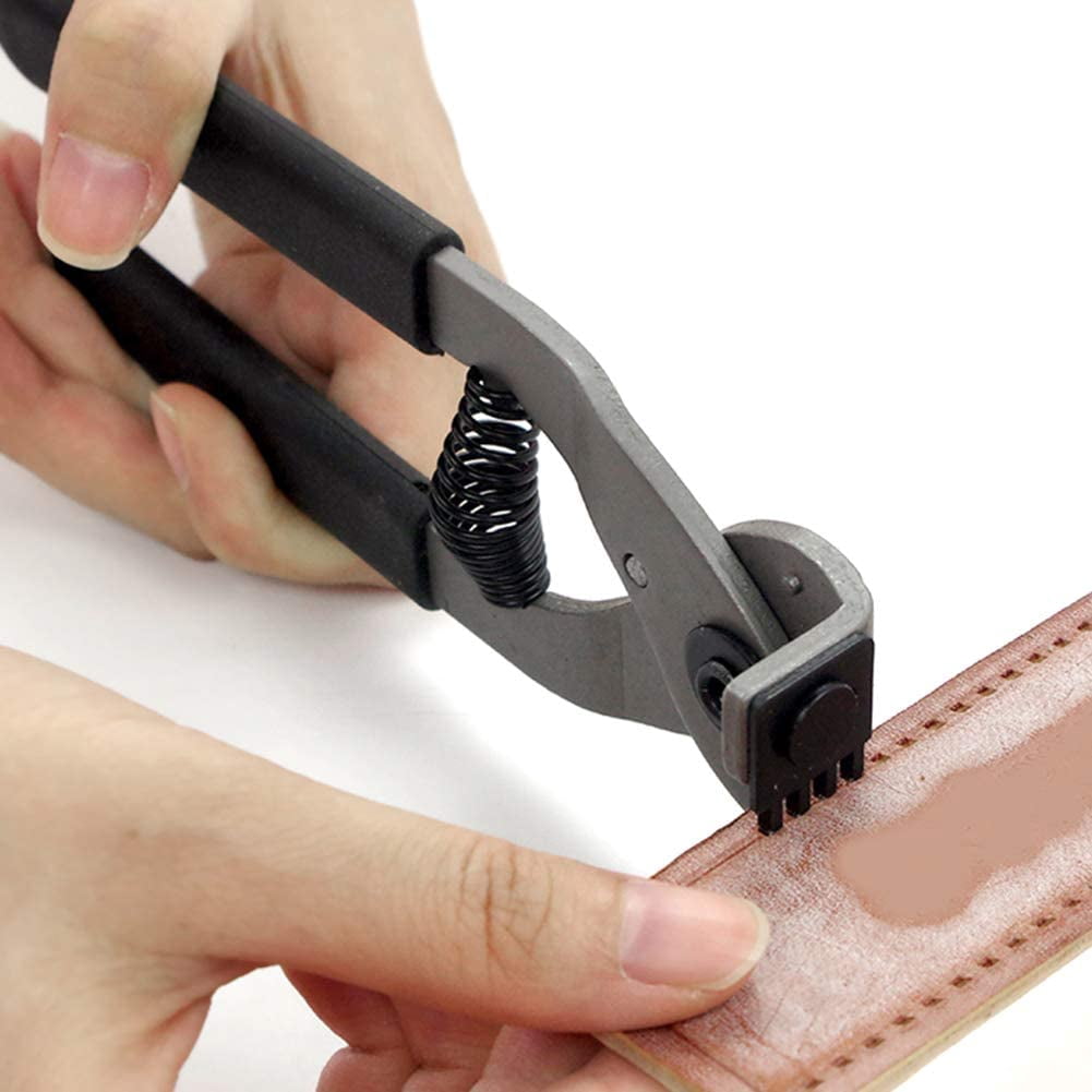 ABCISI Leather Silent Pliers, 17cm / 6.7in Carbon Steel Silent Pliers for Leather Craft, Hole Punch Tool for Belts, Purses & Watch Bands - Home DIY Craft Projects (4mm-4 Teeth)