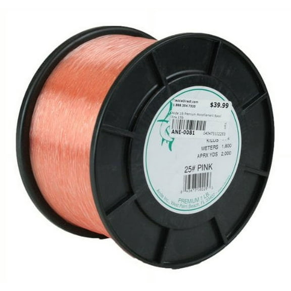Ande A1-25P Premium Monofilament Fishing Line 1 lb Spool 25 lb 2000 Yards Pink
