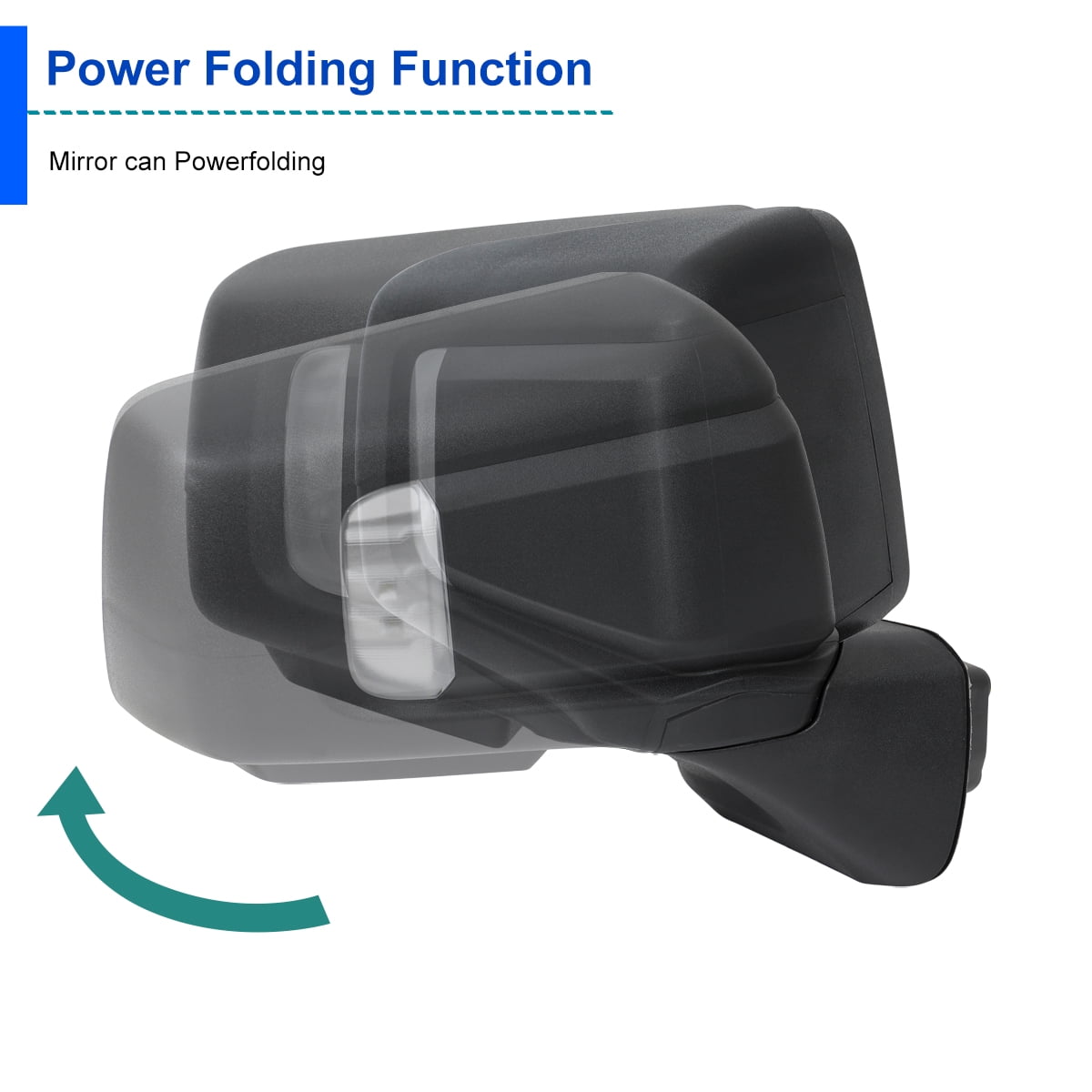 Spec-D Tuning Right Passenger Side Black Power Fold Power Heated Side Mirror w/ Blind Spot + Temp Sensor Compatible with 2019-2026 GMC Sierra 1500